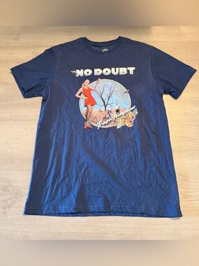 NWOT No Doubt T Shirt Tragic Kingdom Band Logo Official Unisex Denim Blue Sz M
